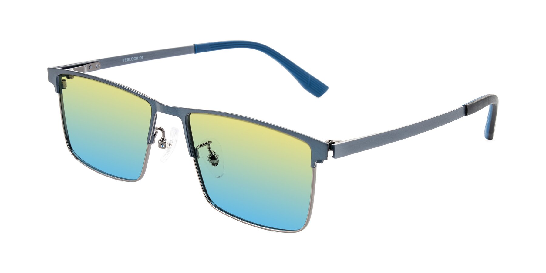 Angle of Leeth in Blue/Gunmetal with Yellow / Blue Gradient Lenses