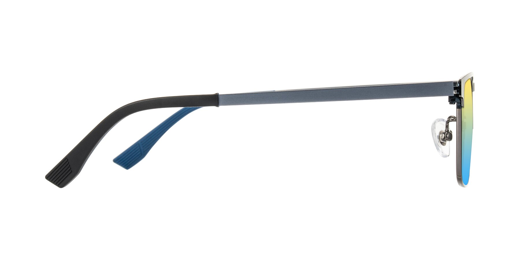 Side of Leeth in Blue/Gunmetal with Yellow / Blue Gradient Lenses