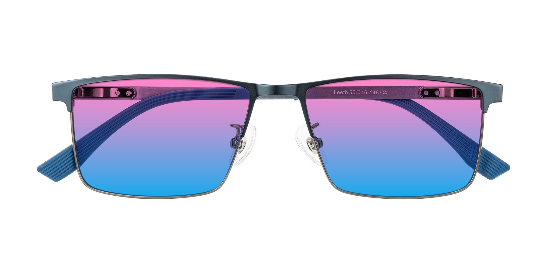 Folded Front of Leeth in Blue/Gunmetal with Pink / Blue Gradient Lenses