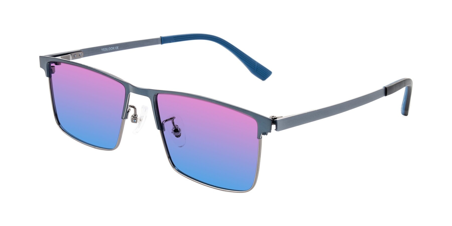 Angle of Leeth in Blue/Gunmetal with Pink / Blue Gradient Lenses