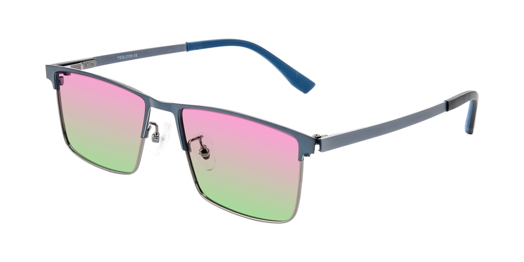 Angle of Leeth in Blue/Gunmetal with Pink / Green Gradient Lenses