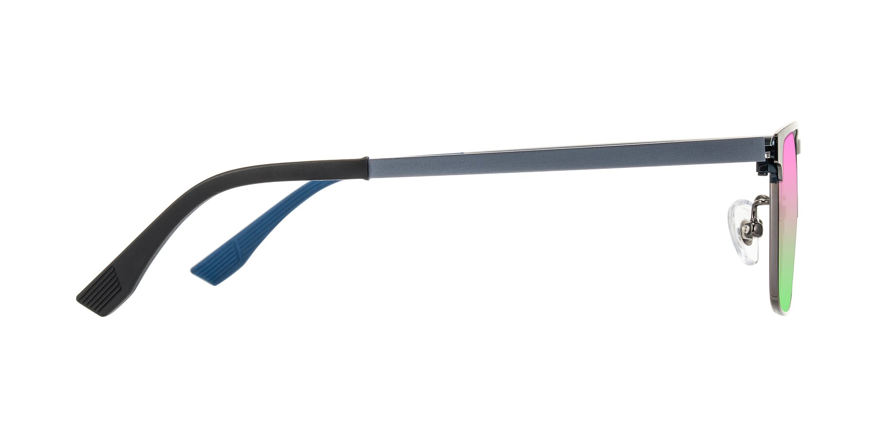 Side of Leeth in Blue/Gunmetal with Pink / Green Gradient Lenses