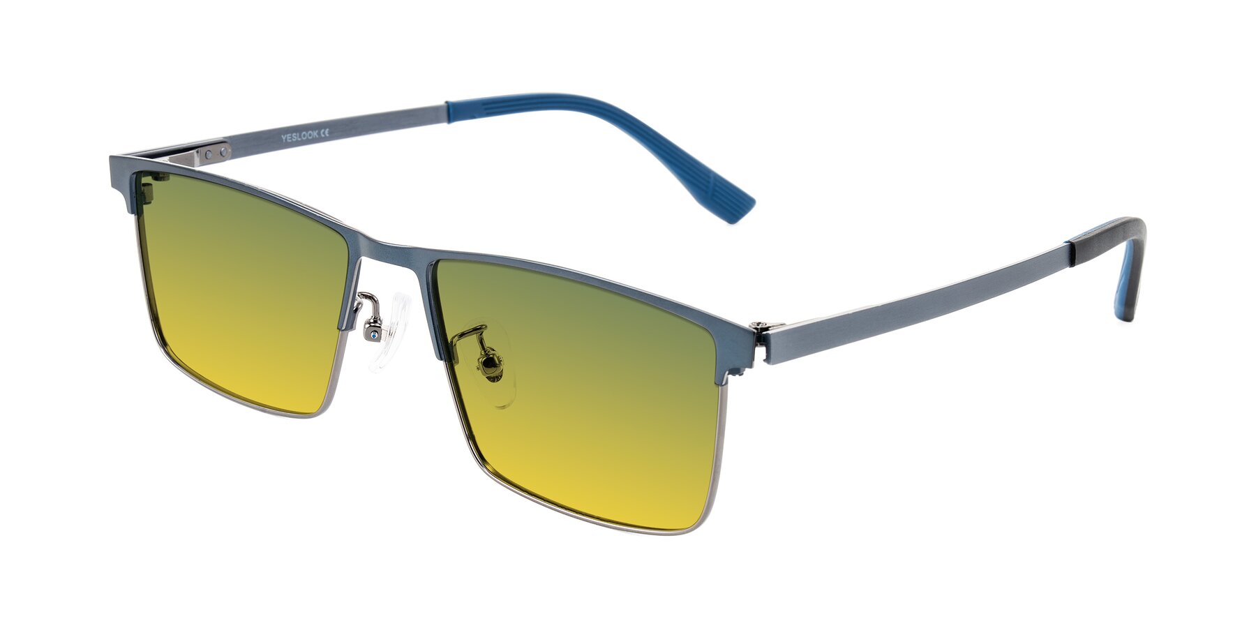 Angle of Leeth in Blue/Gunmetal with Green / Yellow Gradient Lenses