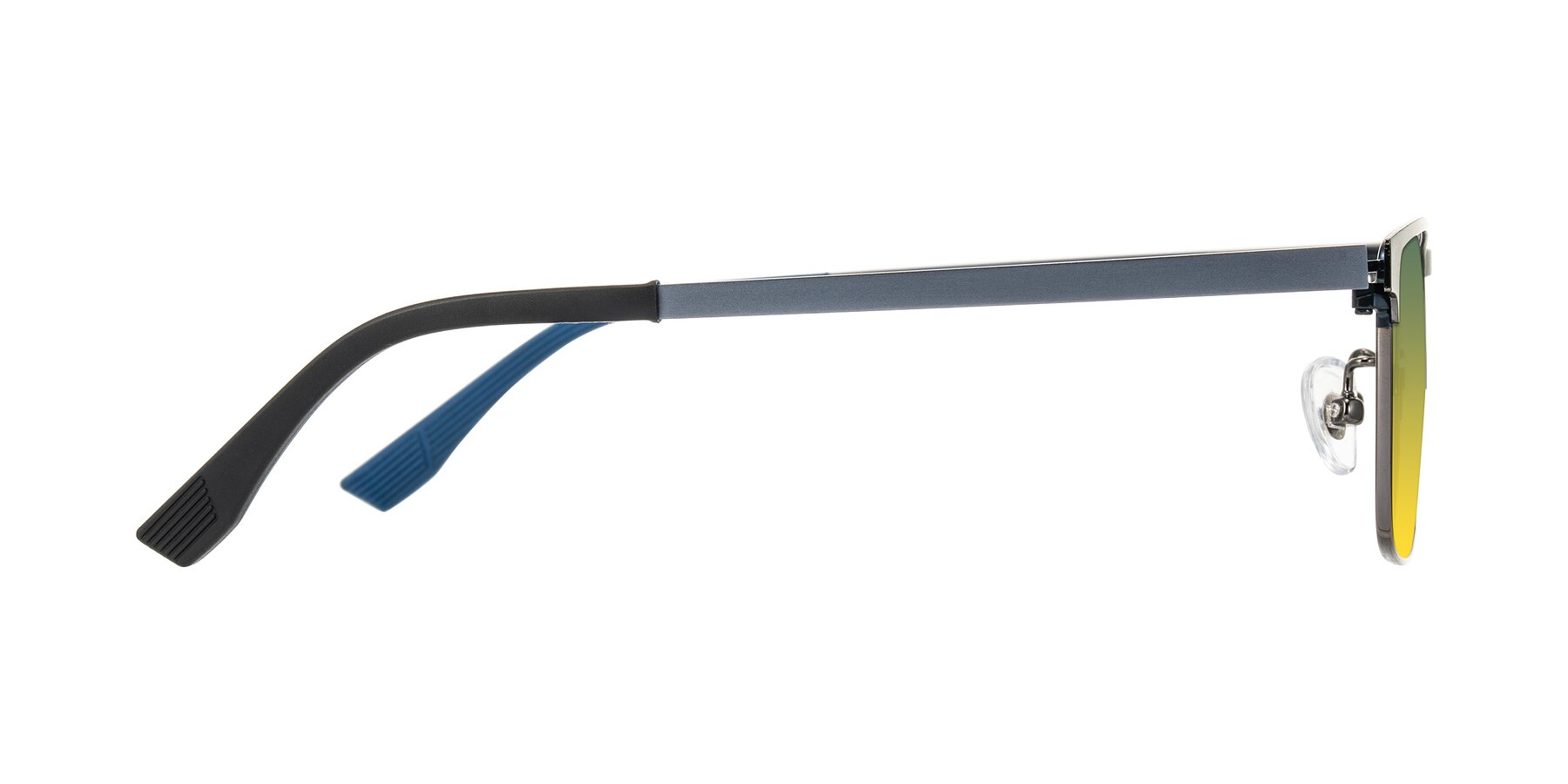 Side of Leeth in Blue/Gunmetal with Green / Yellow Gradient Lenses