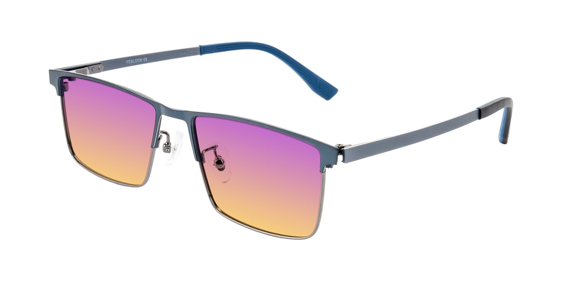 Angle of Leeth in Blue/Gunmetal with Purple / Yellow Gradient Lenses