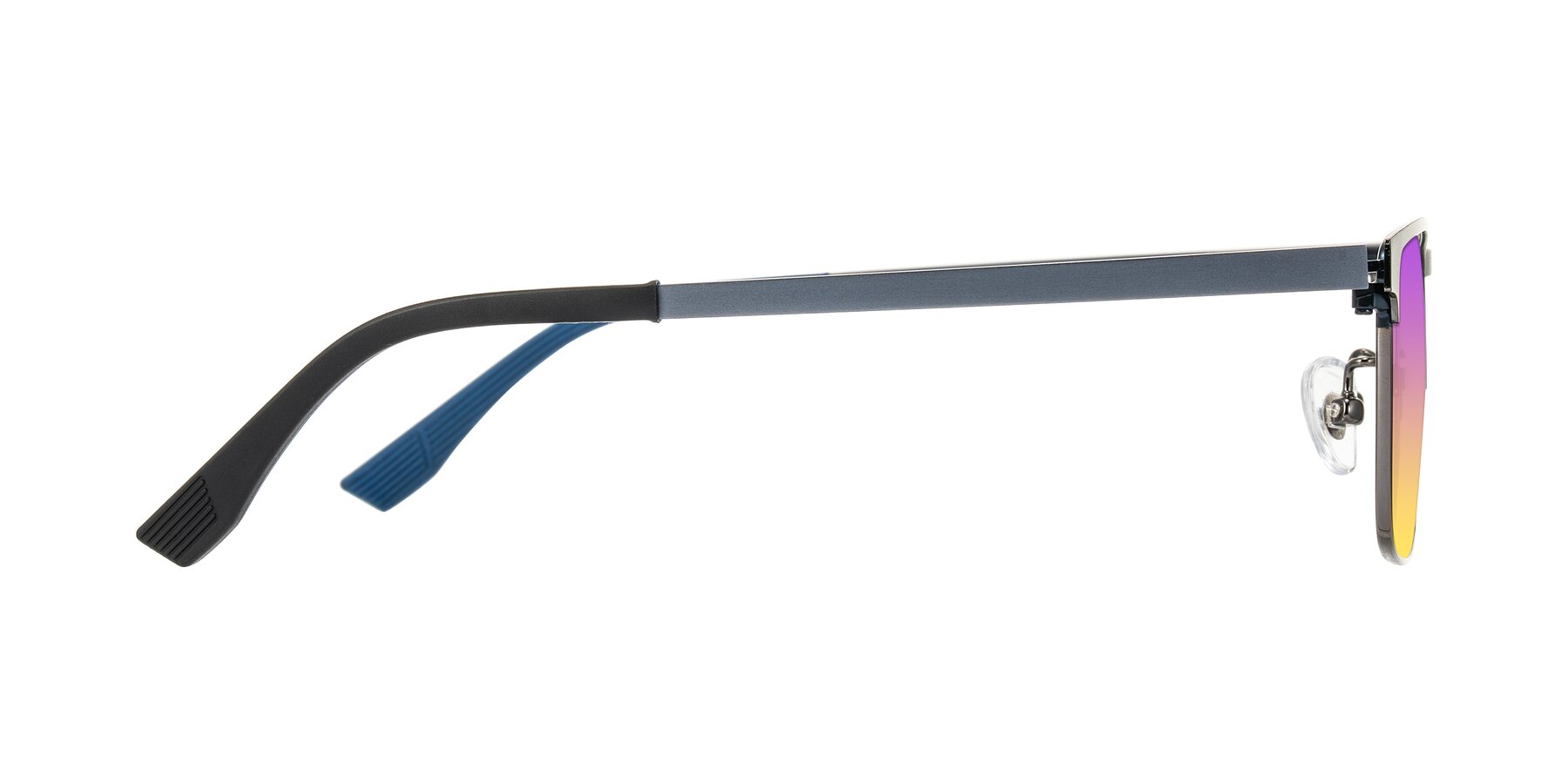 Side of Leeth in Blue/Gunmetal with Purple / Yellow Gradient Lenses