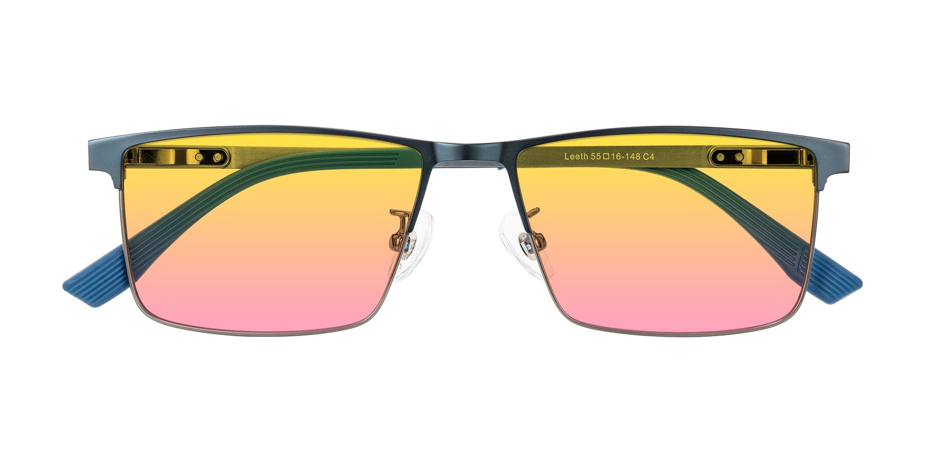 Folded Front of Leeth in Blue/Gunmetal with Yellow / Pink Gradient Lenses