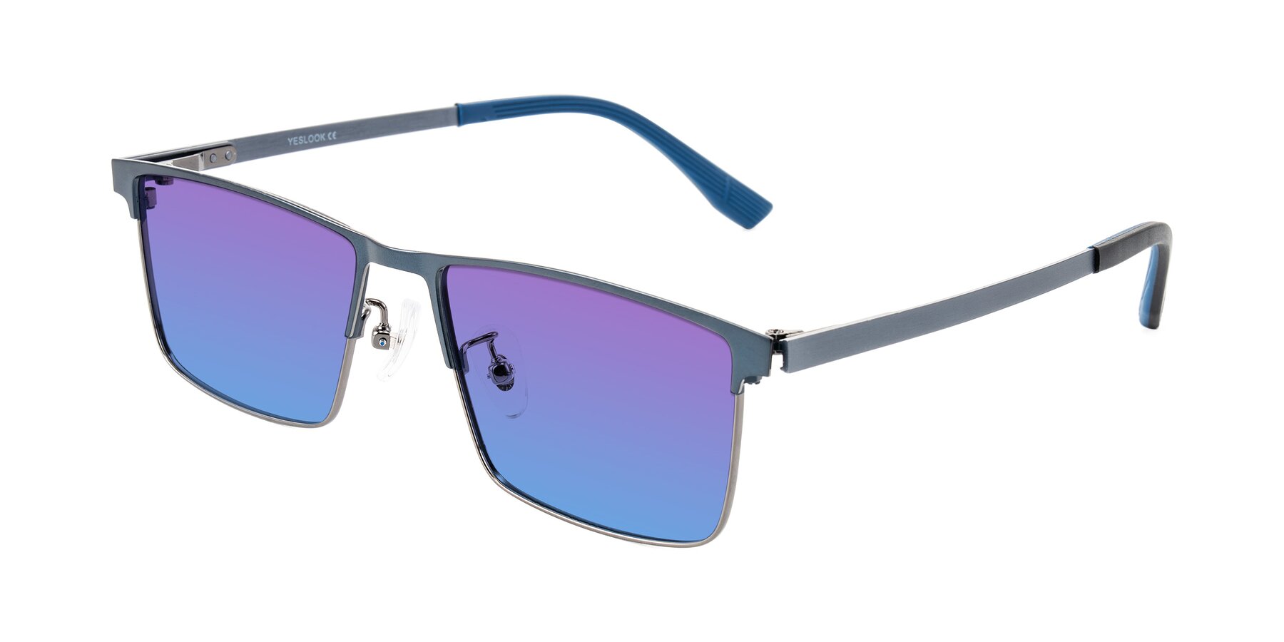 Angle of Leeth in Blue/Gunmetal with Purple / Blue Gradient Lenses