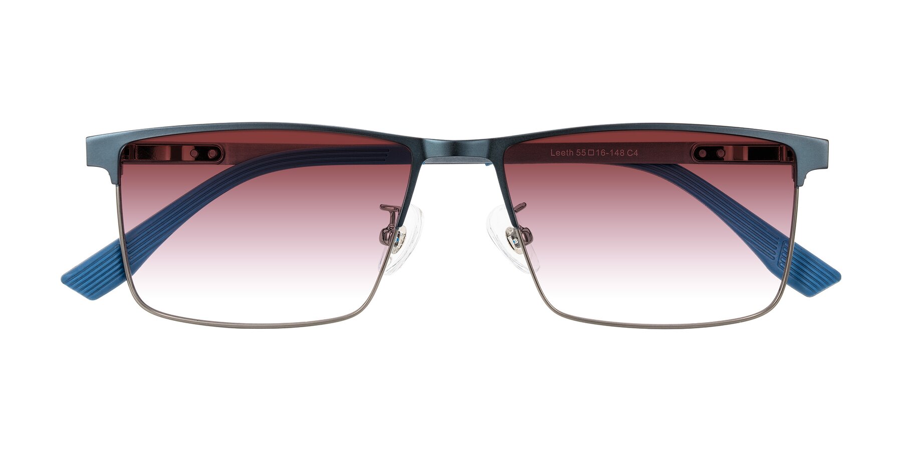 Folded Front of Leeth in Blue/Gunmetal with Garnet Gradient Lenses
