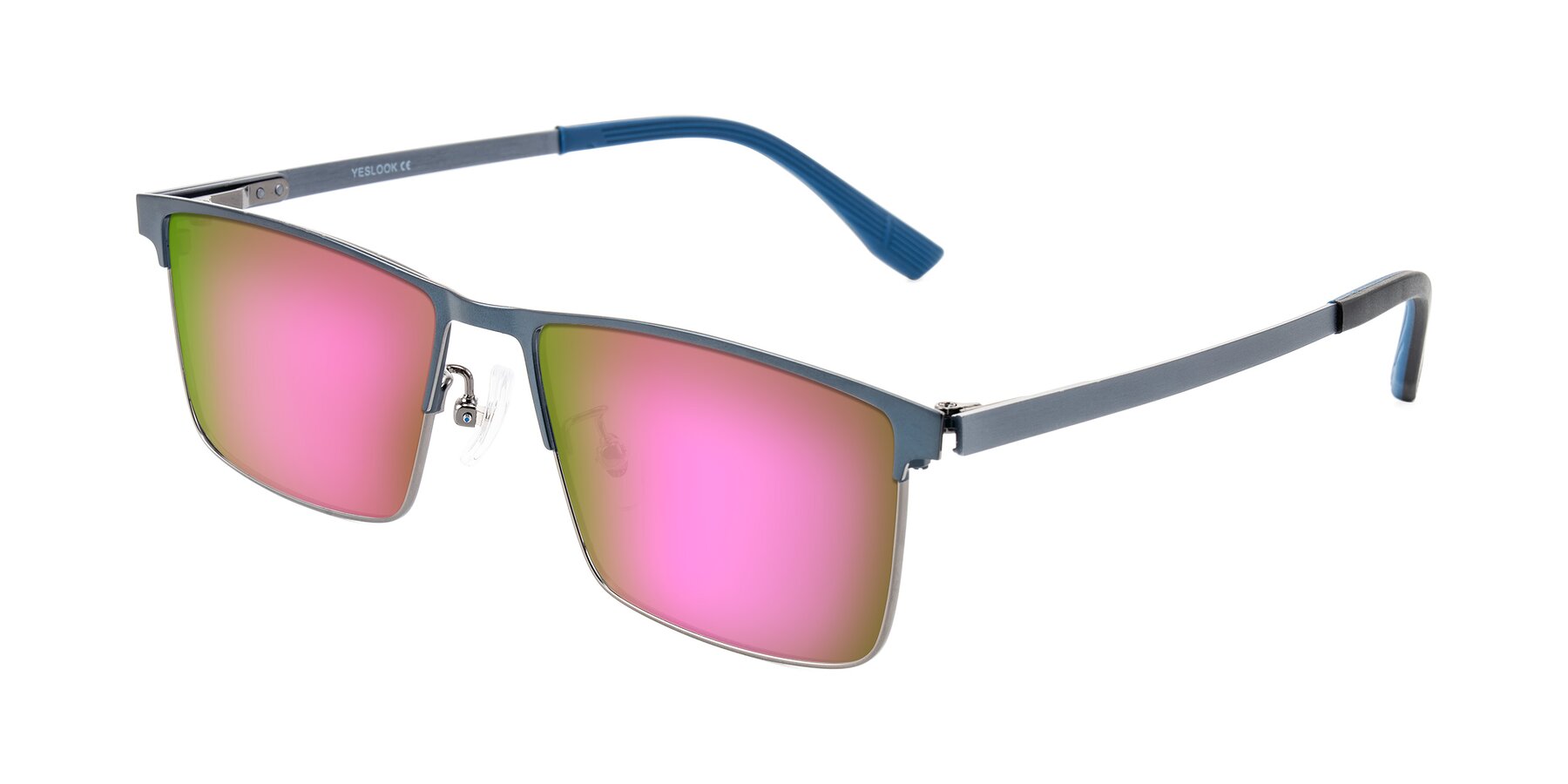 Angle of Leeth in Blue/Gunmetal with Pink Mirrored Lenses