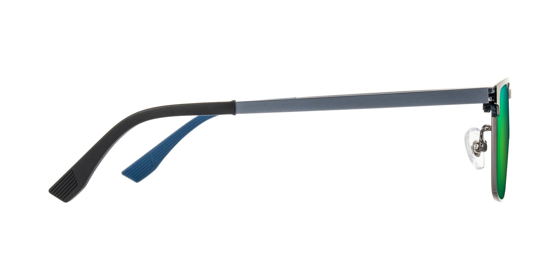 Side of Leeth in Blue/Gunmetal with Green Mirrored Lenses