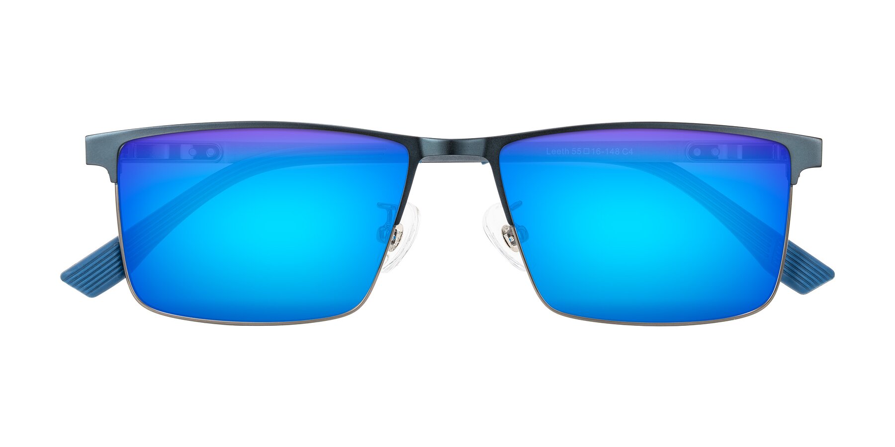 Folded Front of Leeth in Blue/Gunmetal with Blue Mirrored Lenses