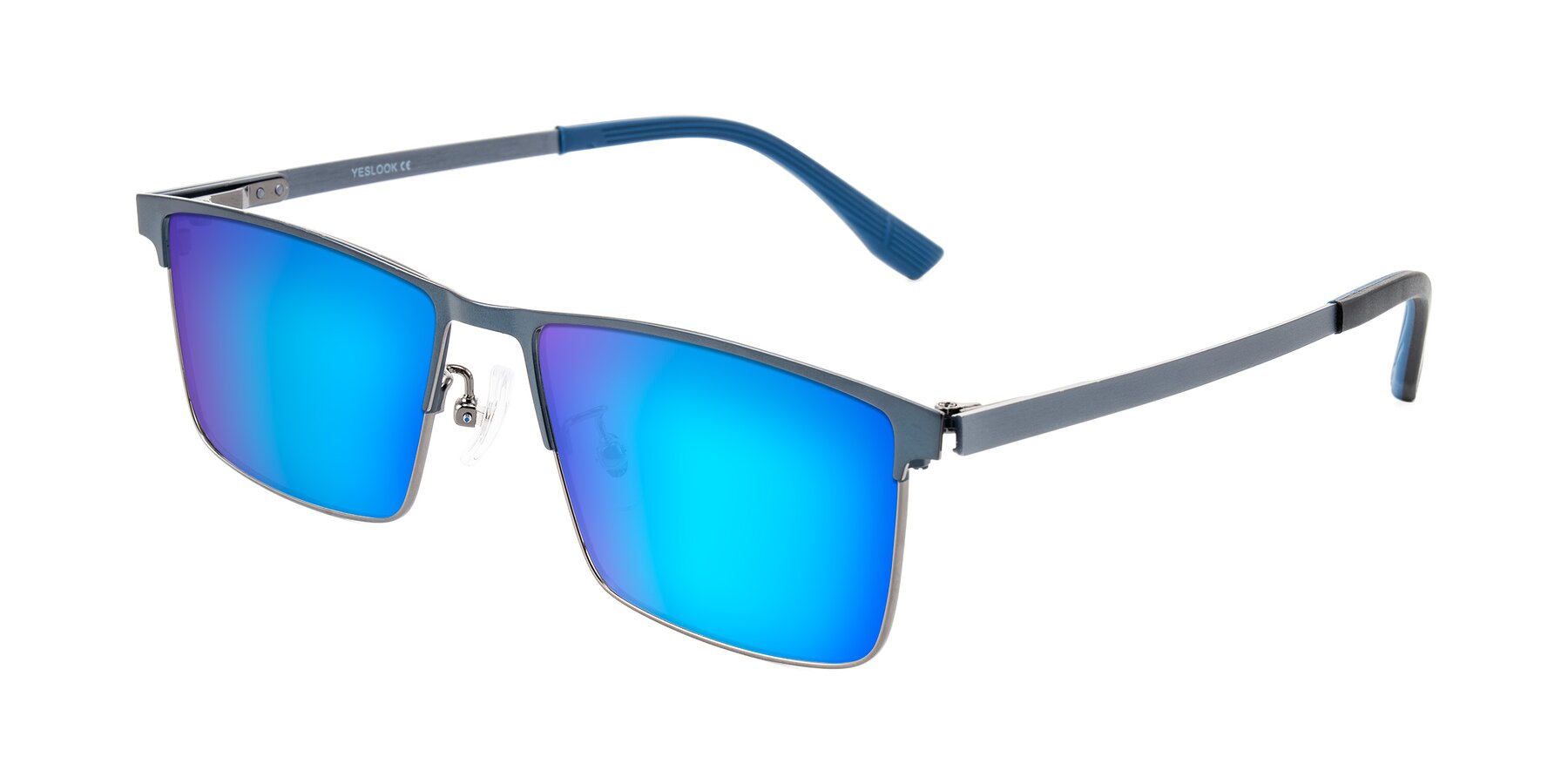 Angle of Leeth in Blue/Gunmetal with Blue Mirrored Lenses
