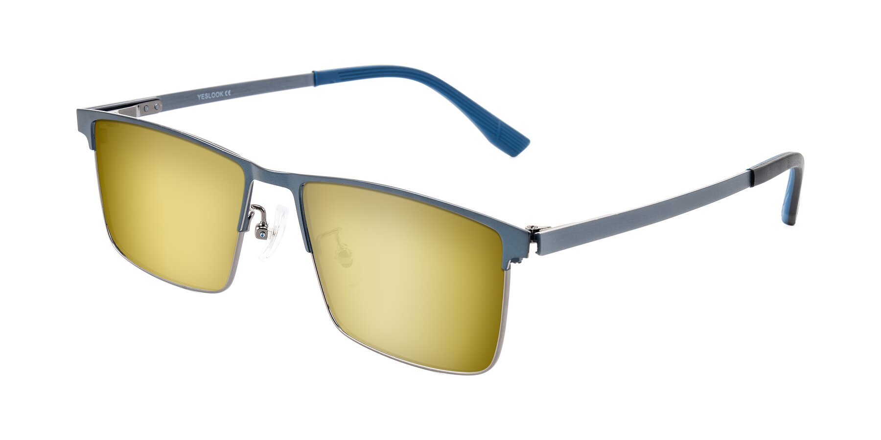 Angle of Leeth in Blue/Gunmetal with Gold Mirrored Lenses