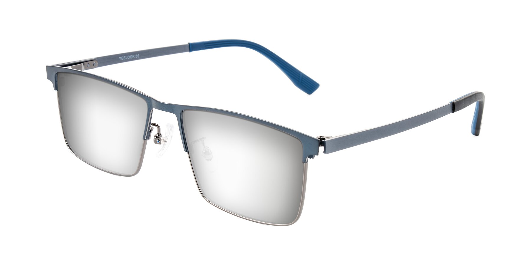 Angle of Leeth in Blue/Gunmetal with Silver Mirrored Lenses