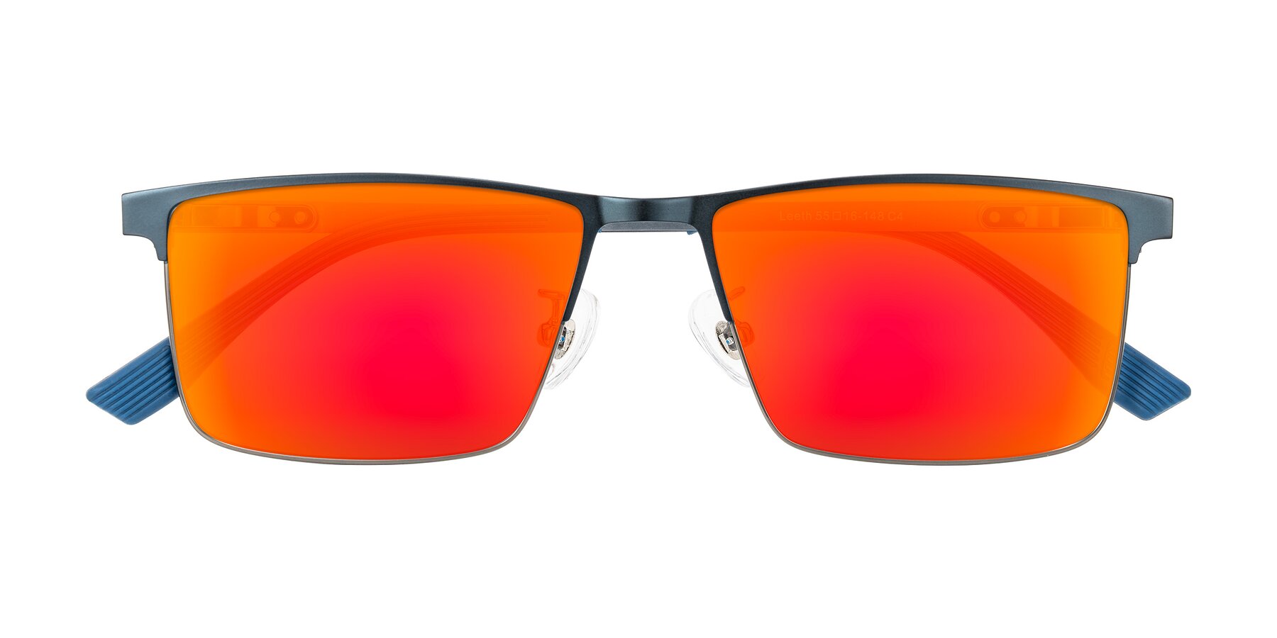 Folded Front of Leeth in Blue/Gunmetal with Red Gold Mirrored Lenses