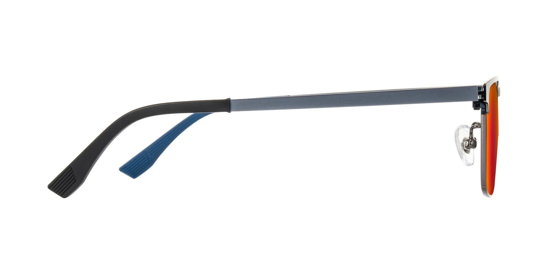 Side of Leeth in Blue/Gunmetal with Red Gold Mirrored Lenses