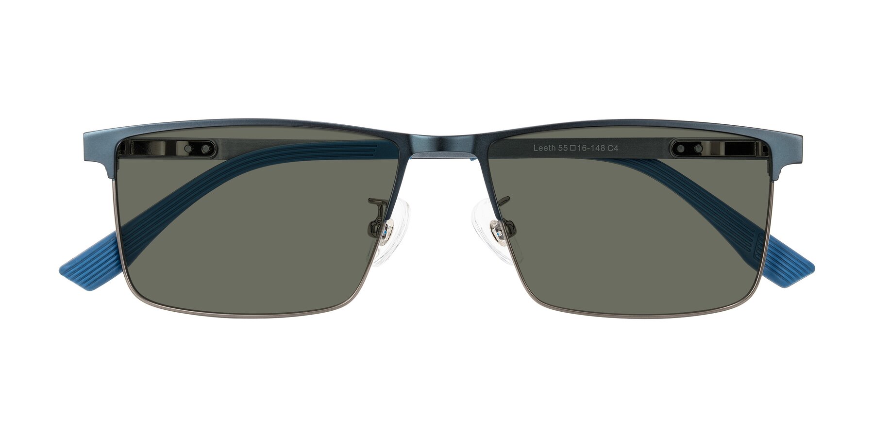 Folded Front of Leeth in Blue/Gunmetal with Gray Polarized Lenses