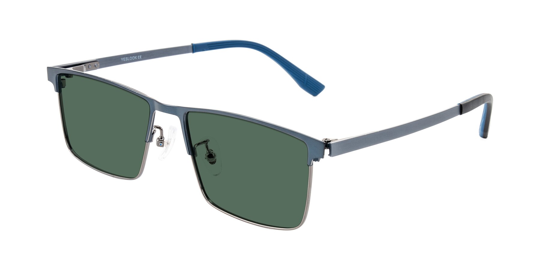 Angle of Leeth in Blue/Gunmetal with Green Polarized Lenses