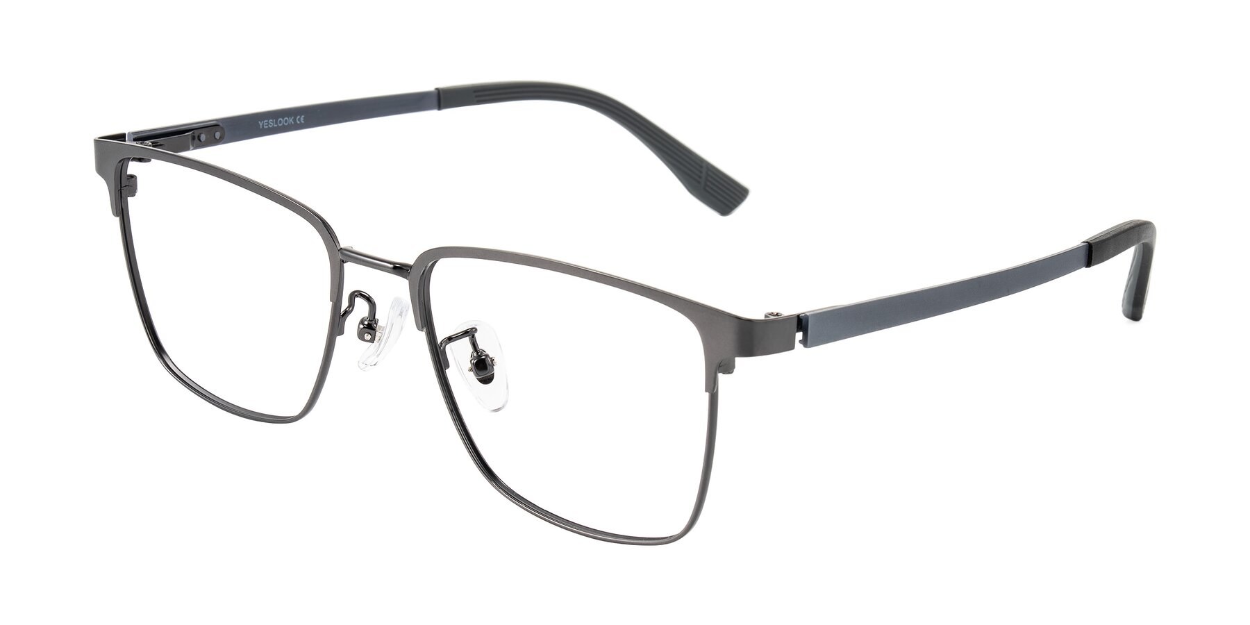 Angle of Rosita in Gunmetal with Clear Eyeglass Lenses