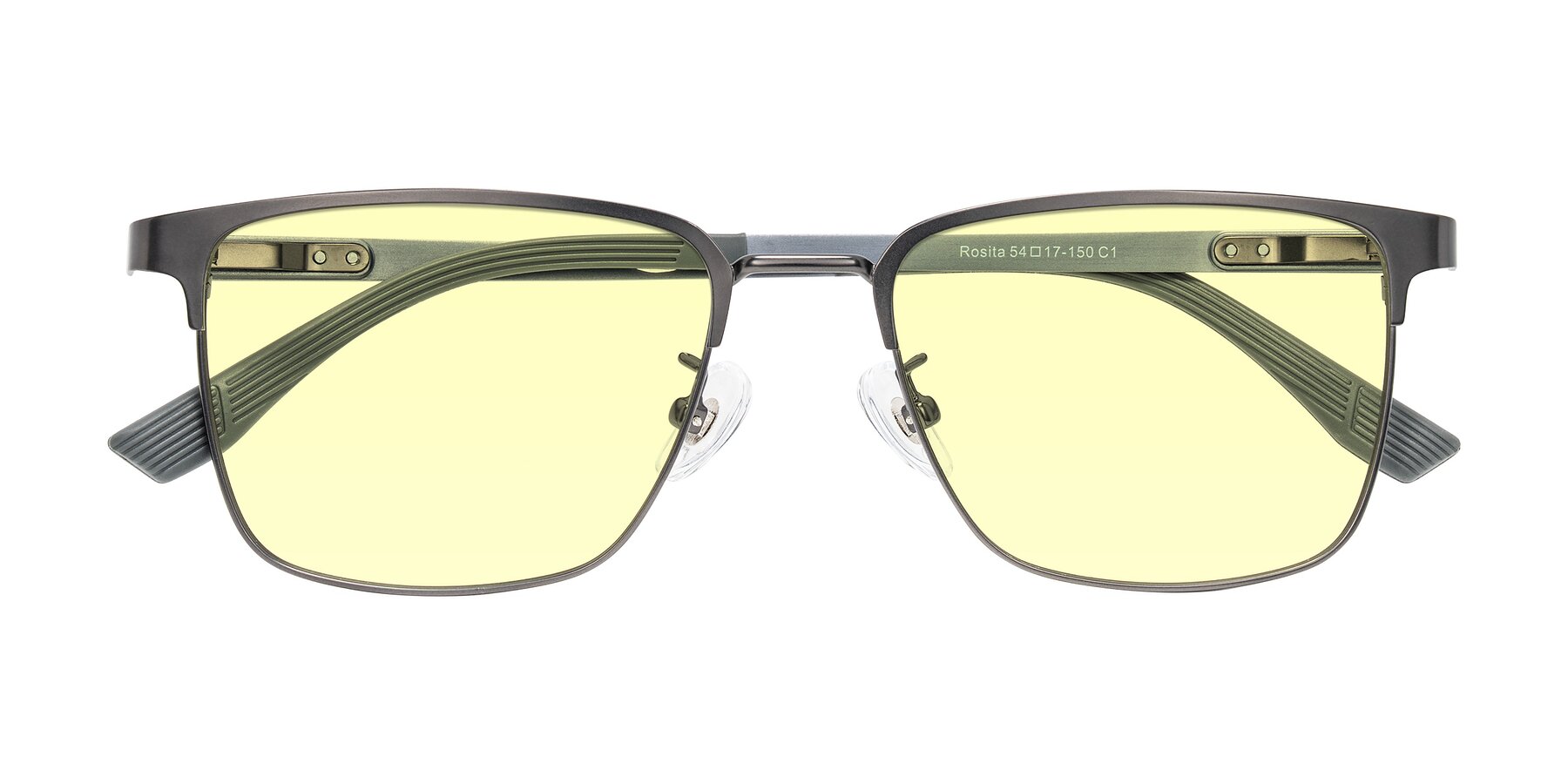 Folded Front of Rosita in Gunmetal with Light Yellow Tinted Lenses