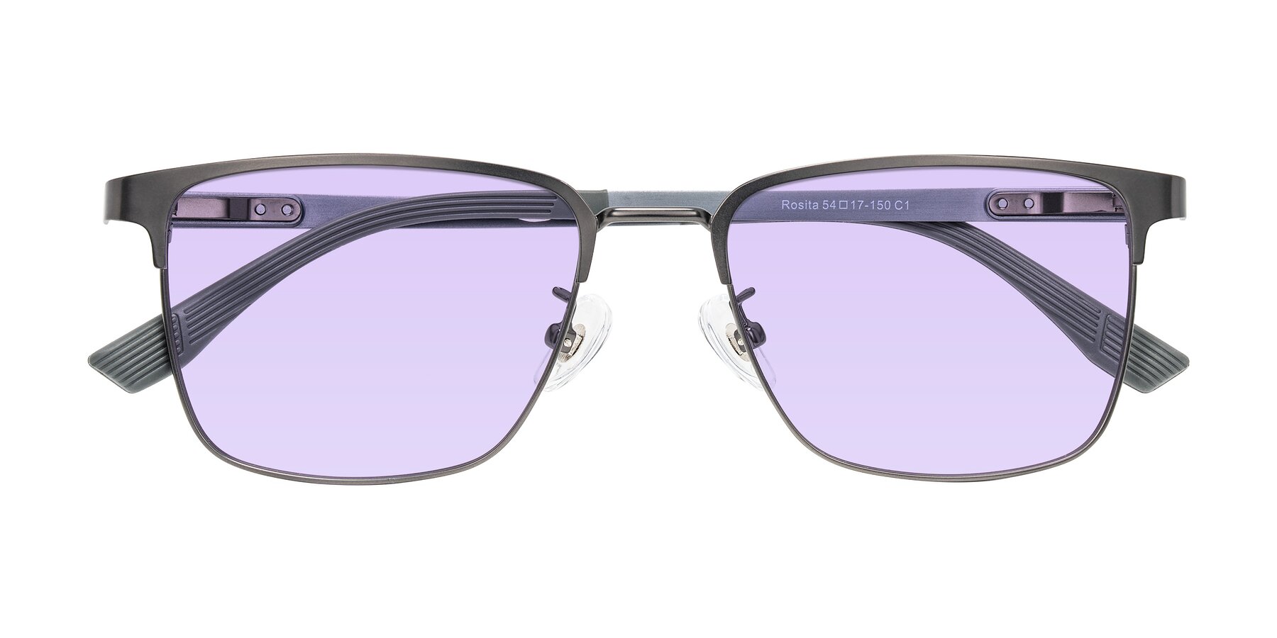 Folded Front of Rosita in Gunmetal with Light Purple Tinted Lenses