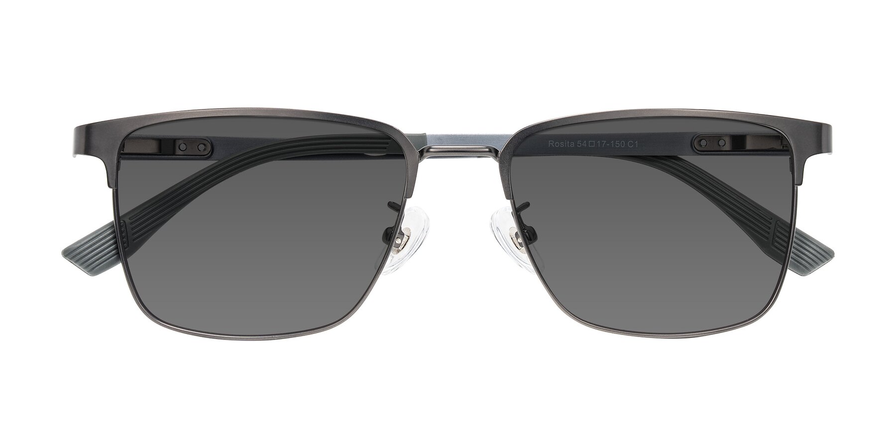 Folded Front of Rosita in Gunmetal with Medium Gray Tinted Lenses