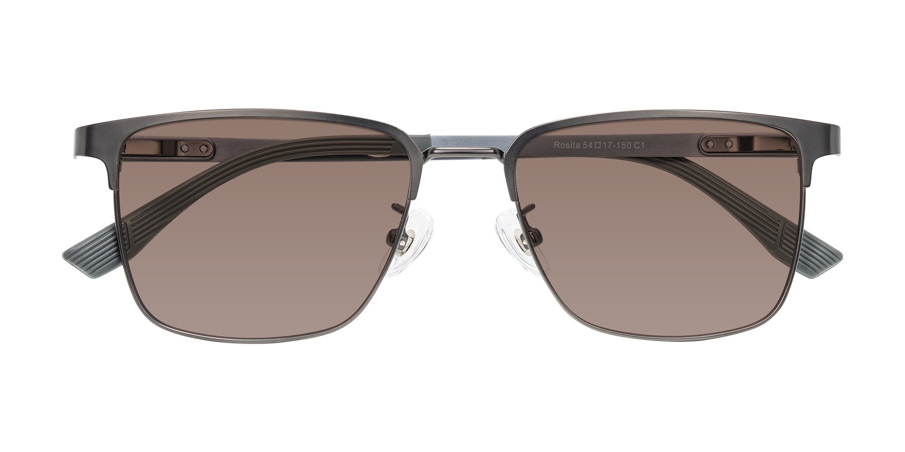 Folded Front of Rosita in Gunmetal with Medium Brown Tinted Lenses