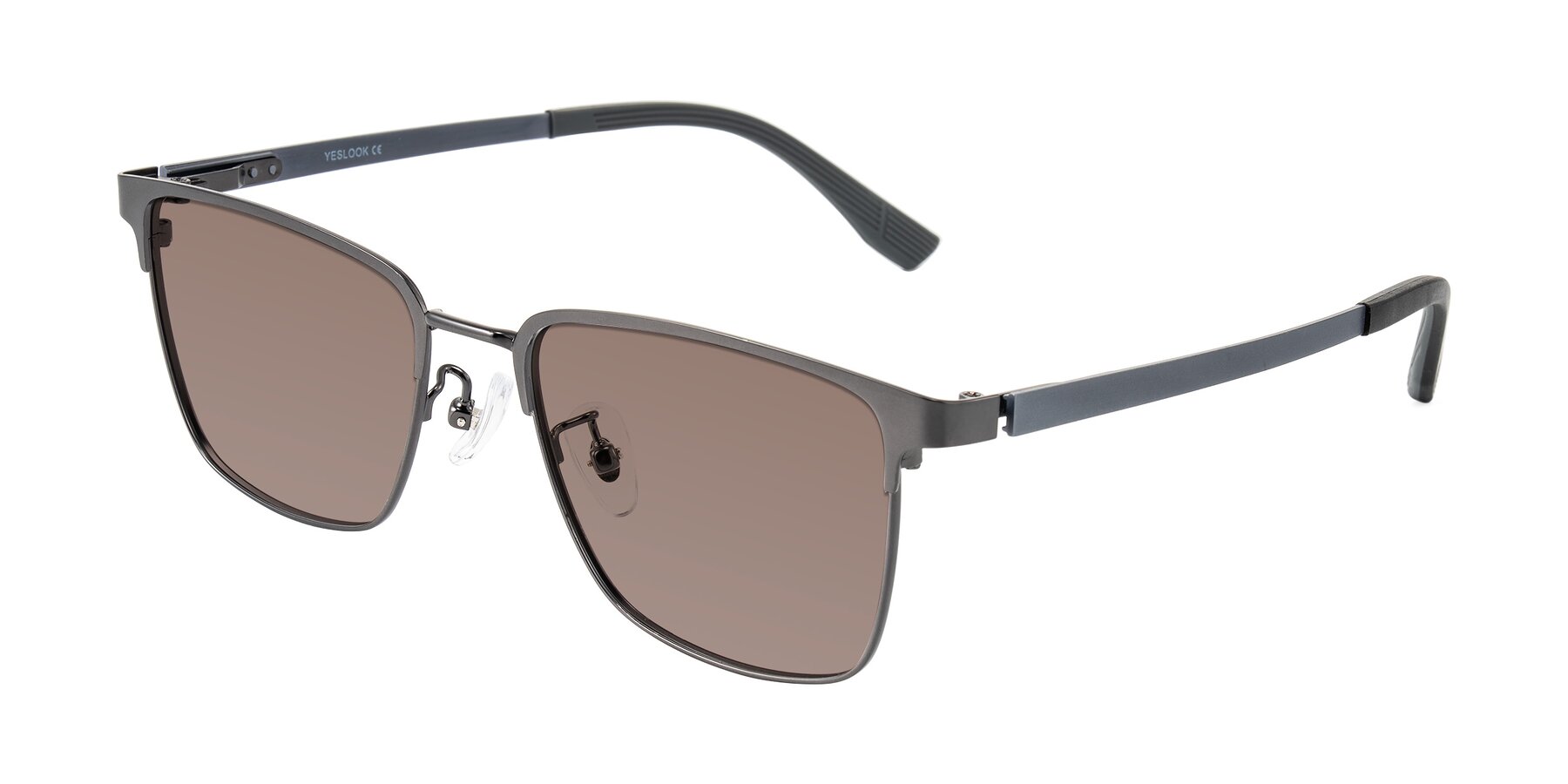 Angle of Rosita in Gunmetal with Medium Brown Tinted Lenses