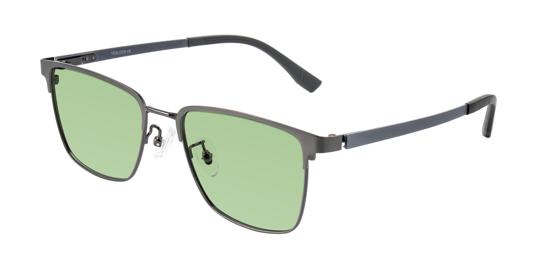 Angle of Rosita in Gunmetal with Medium Green Tinted Lenses
