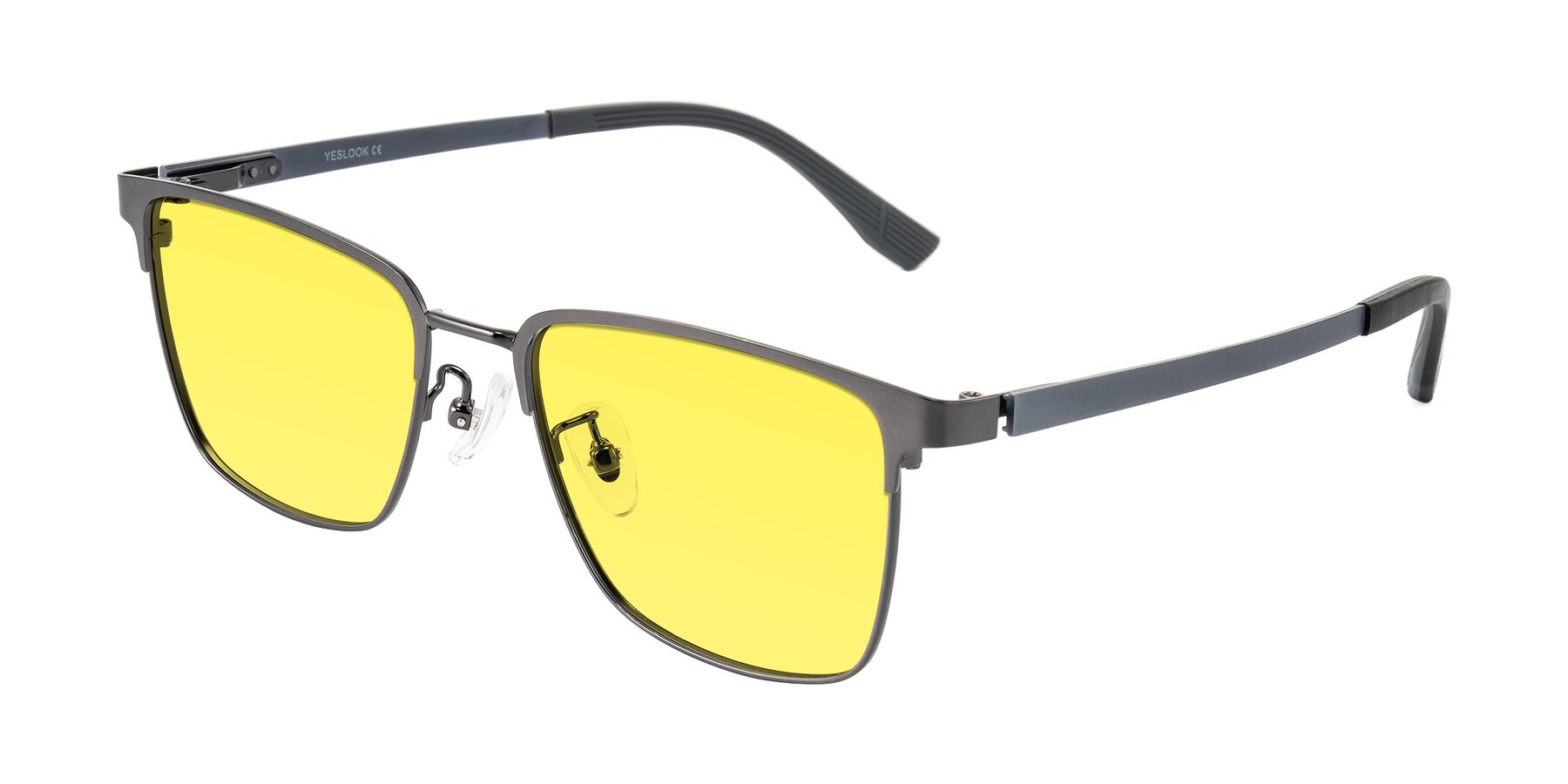 Angle of Rosita in Gunmetal with Medium Yellow Tinted Lenses