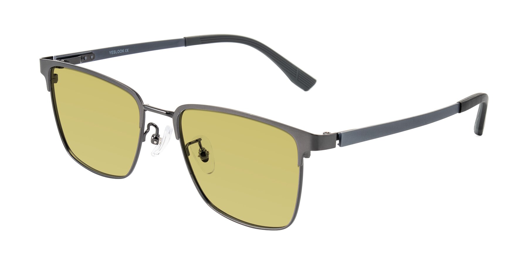 Angle of Rosita in Gunmetal with Medium Champagne Tinted Lenses