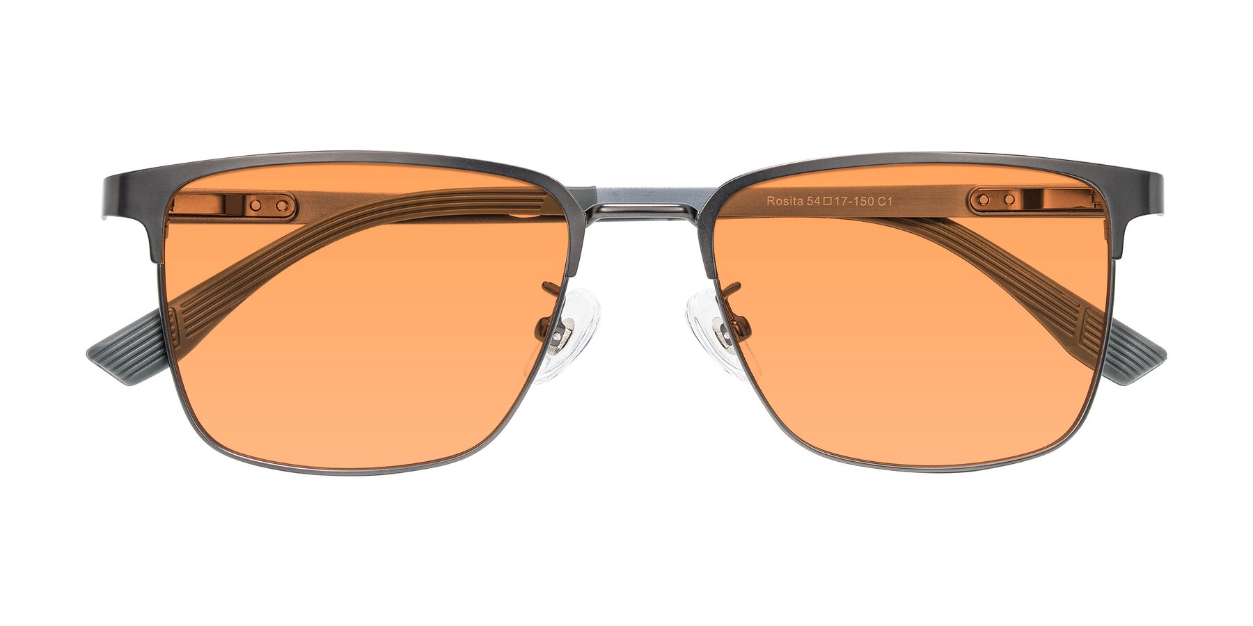 Folded Front of Rosita in Gunmetal with Medium Orange Tinted Lenses