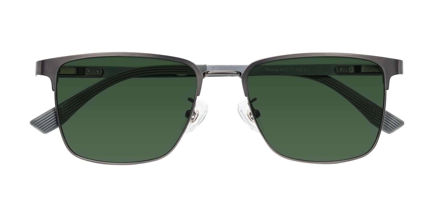 Folded Front of Rosita in Gunmetal with Green Tinted Lenses