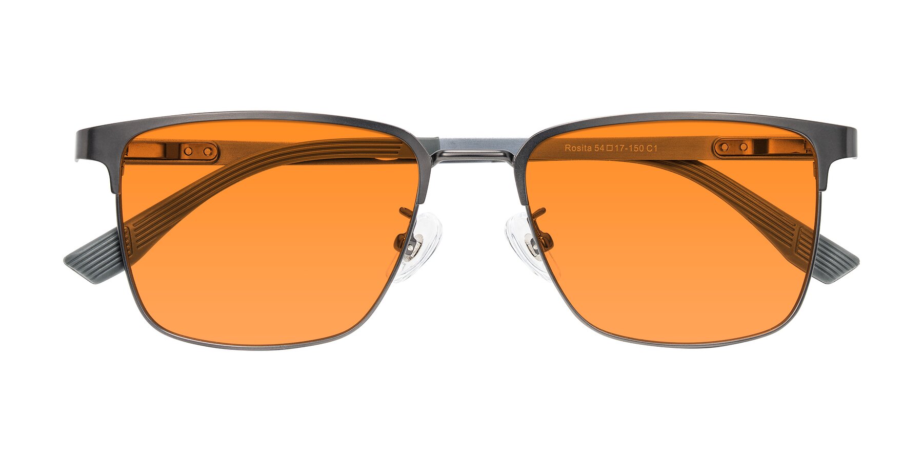 Folded Front of Rosita in Gunmetal with Orange Tinted Lenses