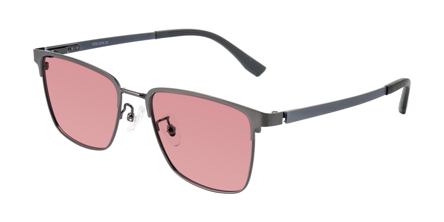 Angle of Rosita in Gunmetal with Medium Garnet Tinted Lenses