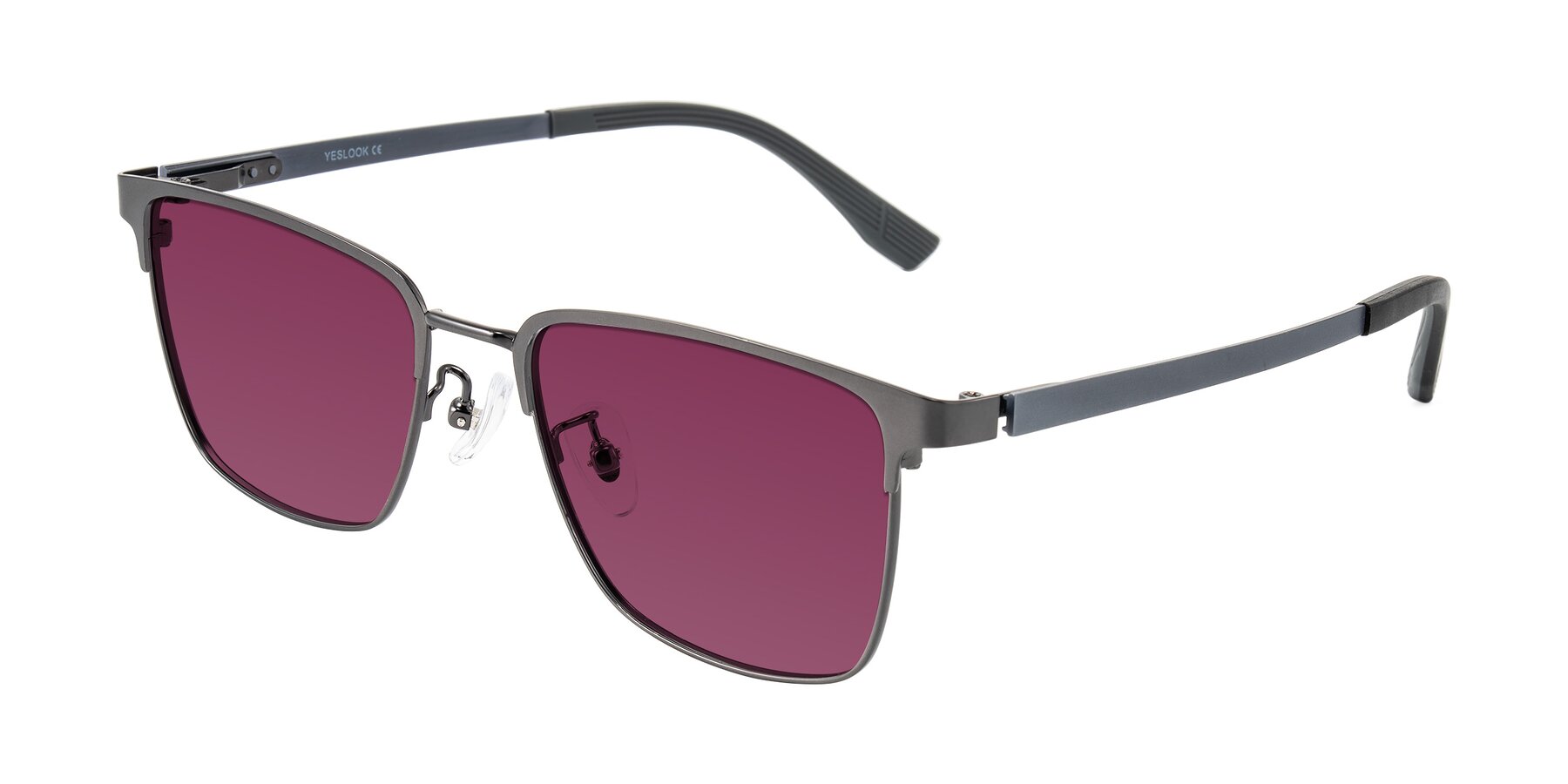 Angle of Rosita in Gunmetal with Wine Tinted Lenses