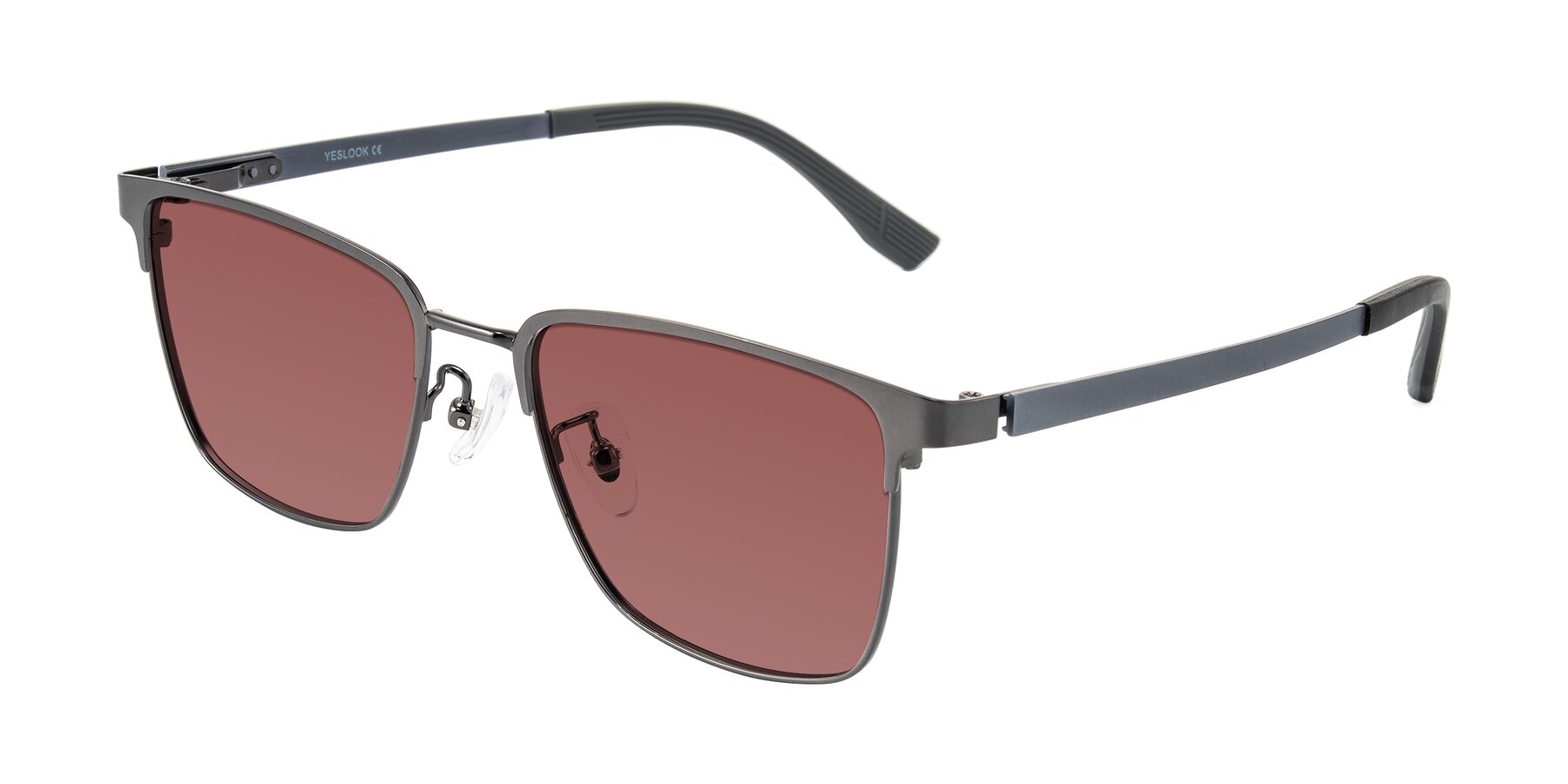 Angle of Rosita in Gunmetal with Garnet Tinted Lenses