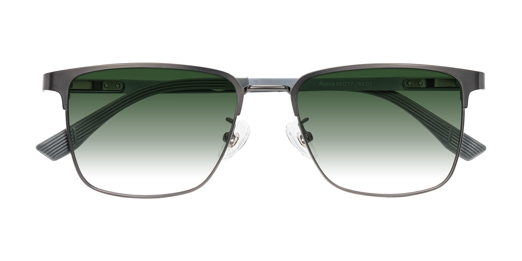 Folded Front of Rosita in Gunmetal with Green Gradient Lenses