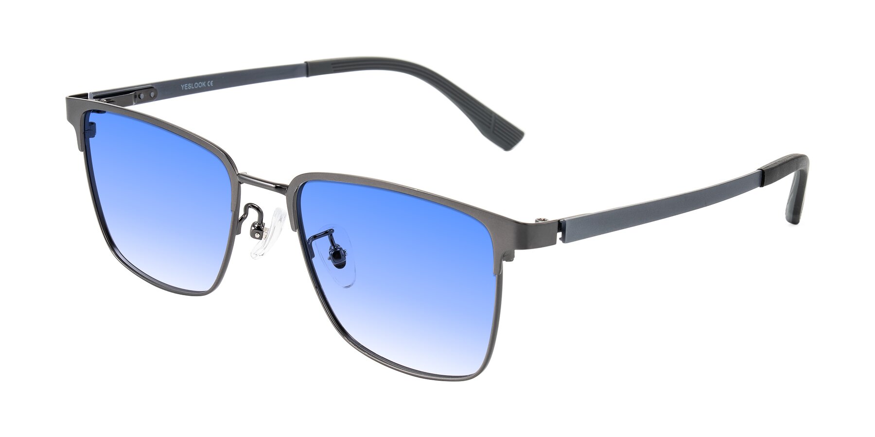 Angle of Rosita in Gunmetal with Blue Gradient Lenses