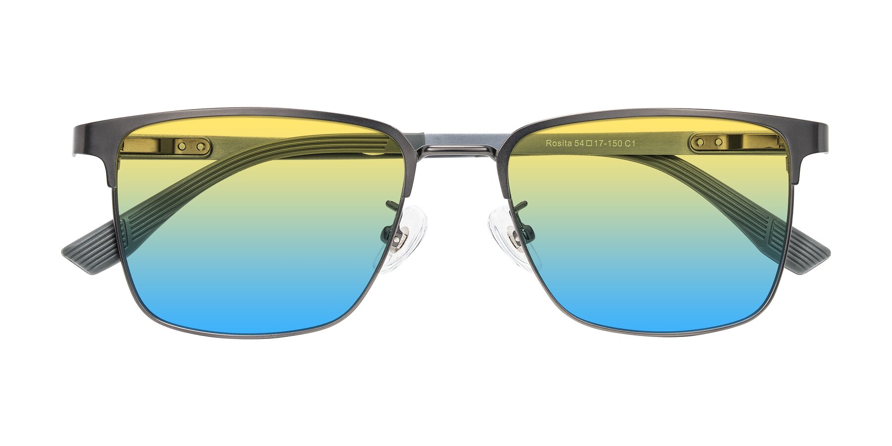 Folded Front of Rosita in Gunmetal with Yellow / Blue Gradient Lenses