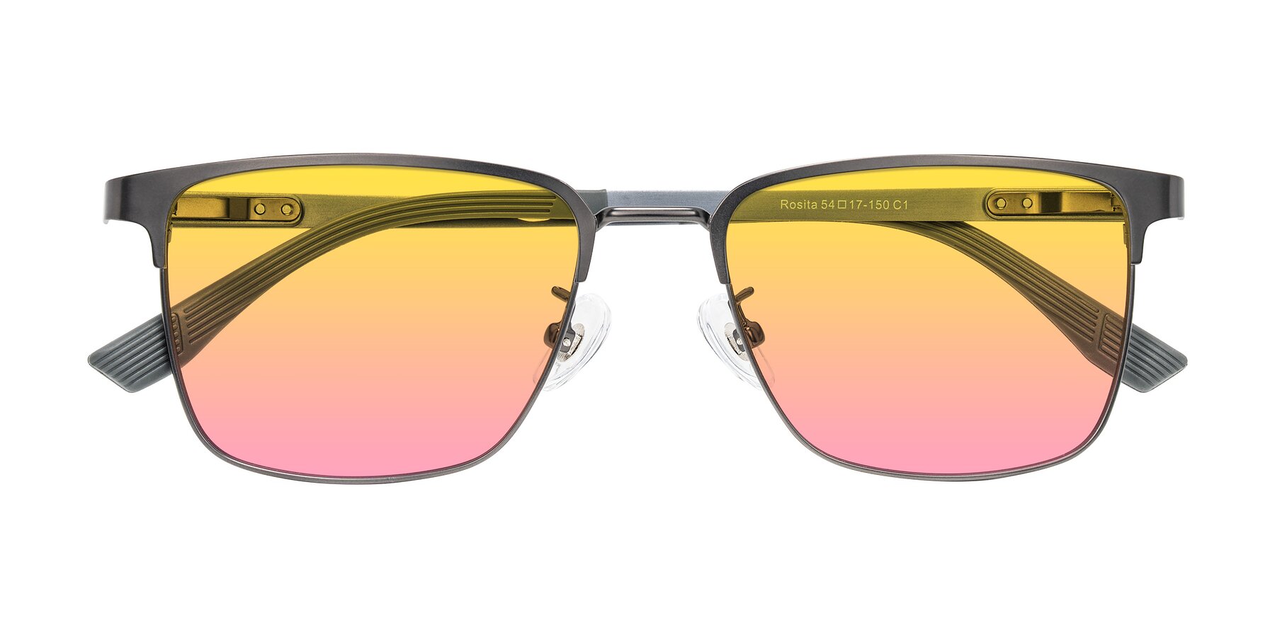 Folded Front of Rosita in Gunmetal with Yellow / Pink Gradient Lenses