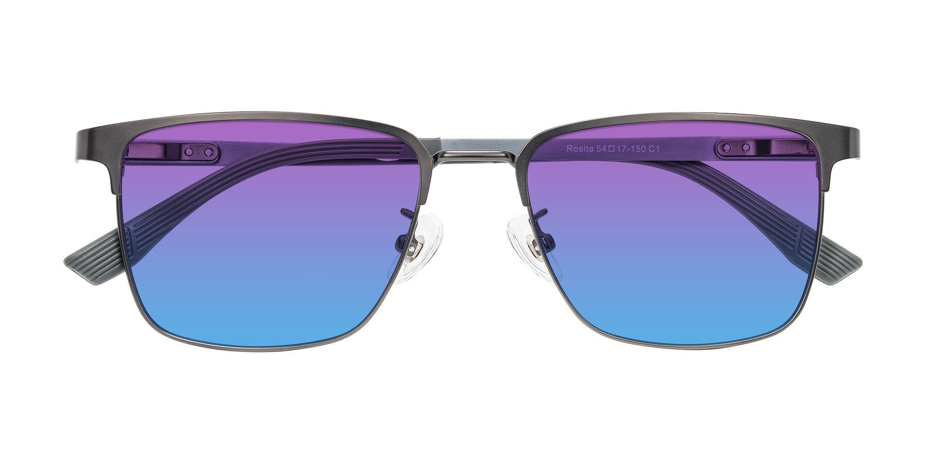 Folded Front of Rosita in Gunmetal with Purple / Blue Gradient Lenses