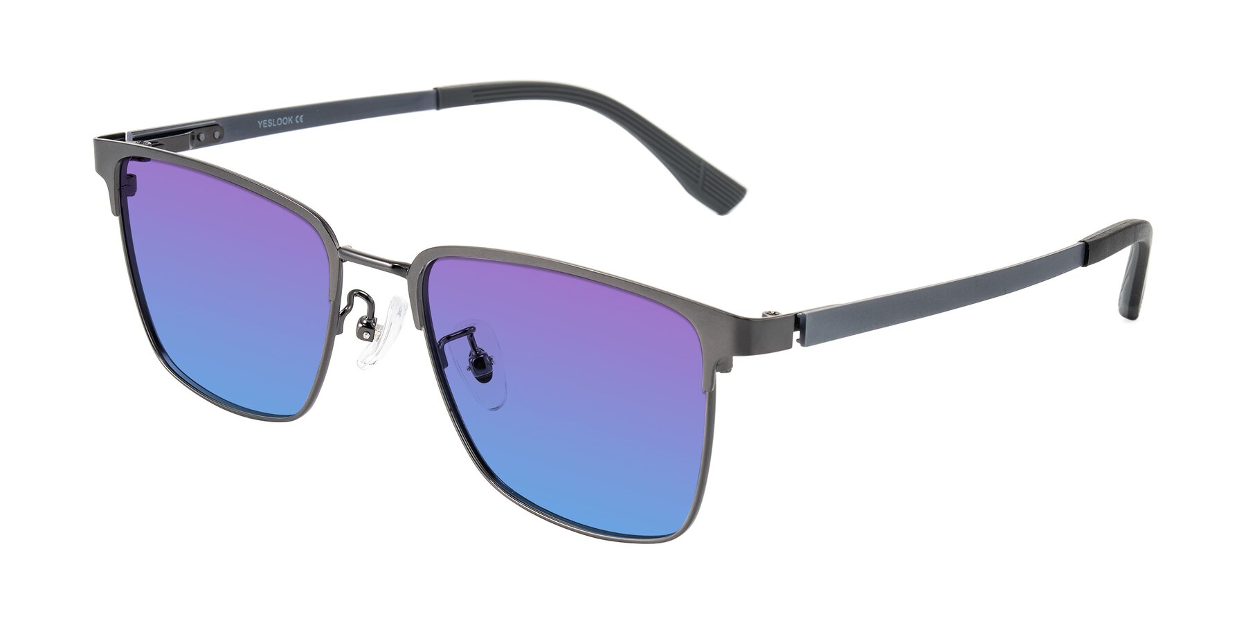Angle of Rosita in Gunmetal with Purple / Blue Gradient Lenses