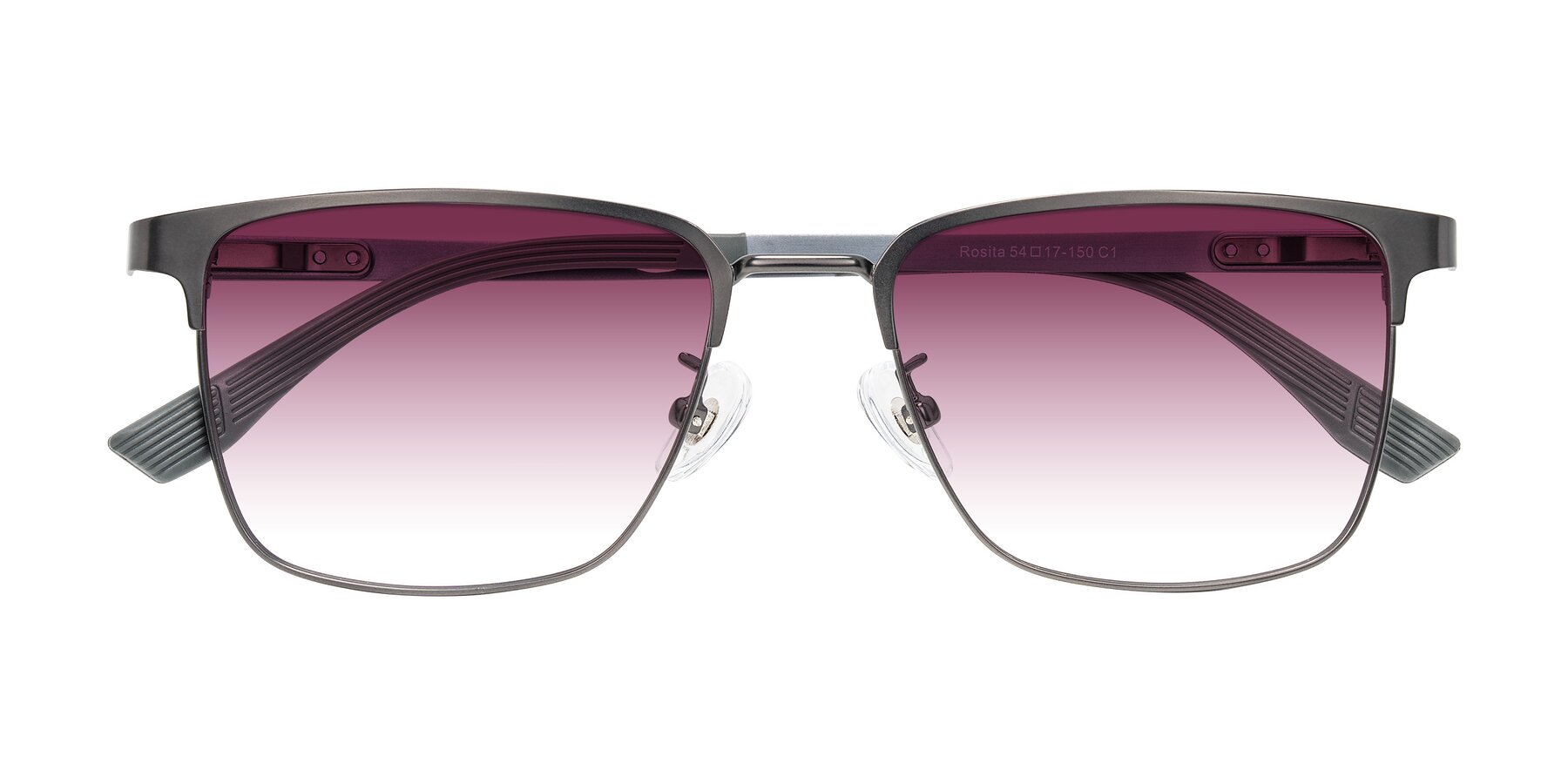 Folded Front of Rosita in Gunmetal with Wine Gradient Lenses