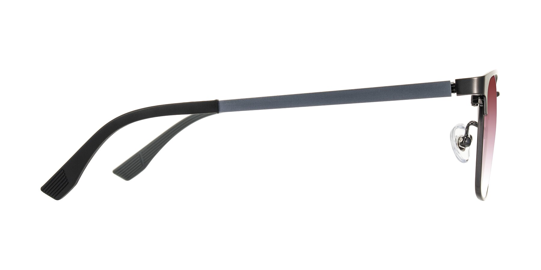 Side of Rosita in Gunmetal with Garnet Gradient Lenses