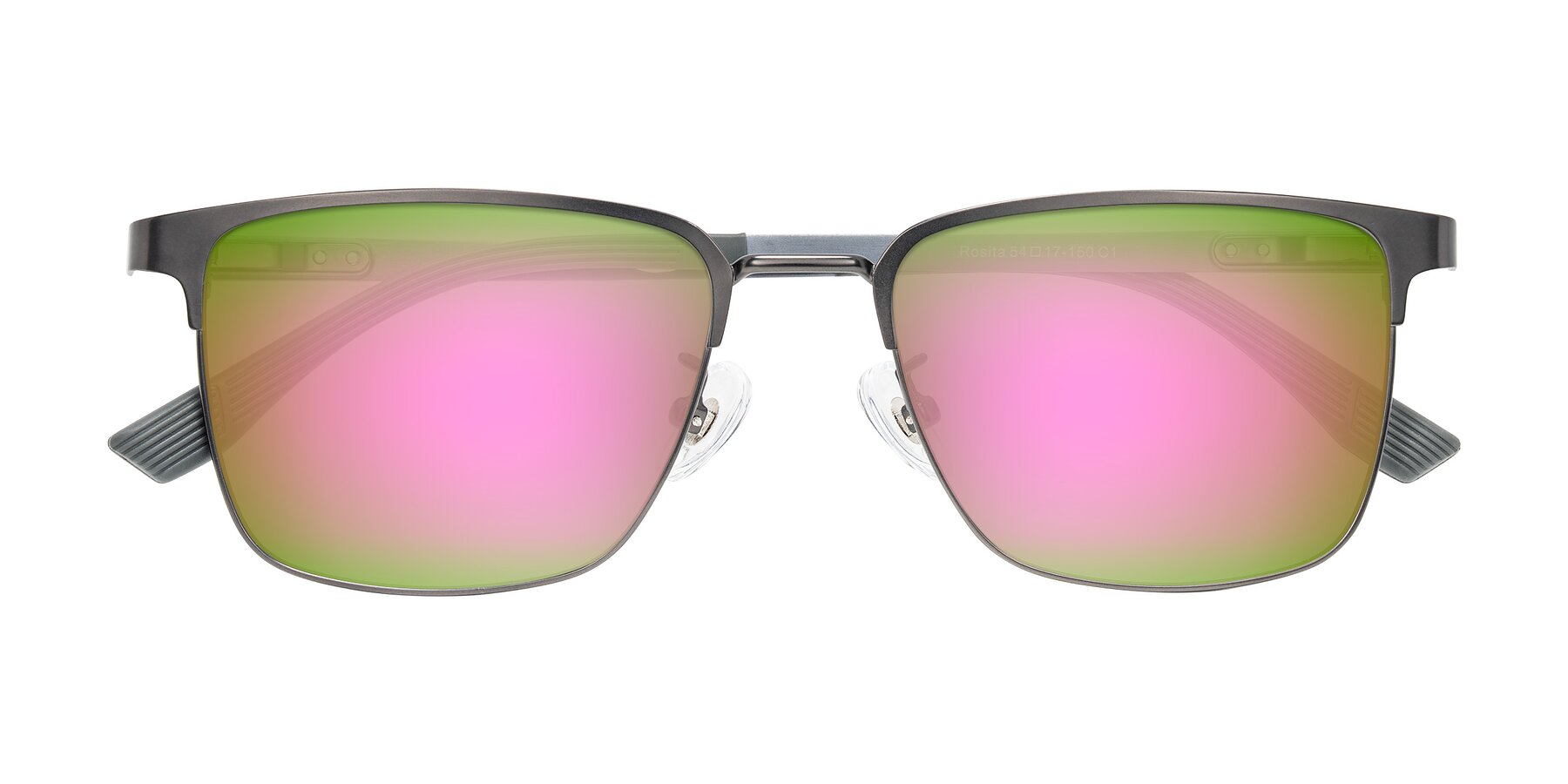 Folded Front of Rosita in Gunmetal with Pink Mirrored Lenses