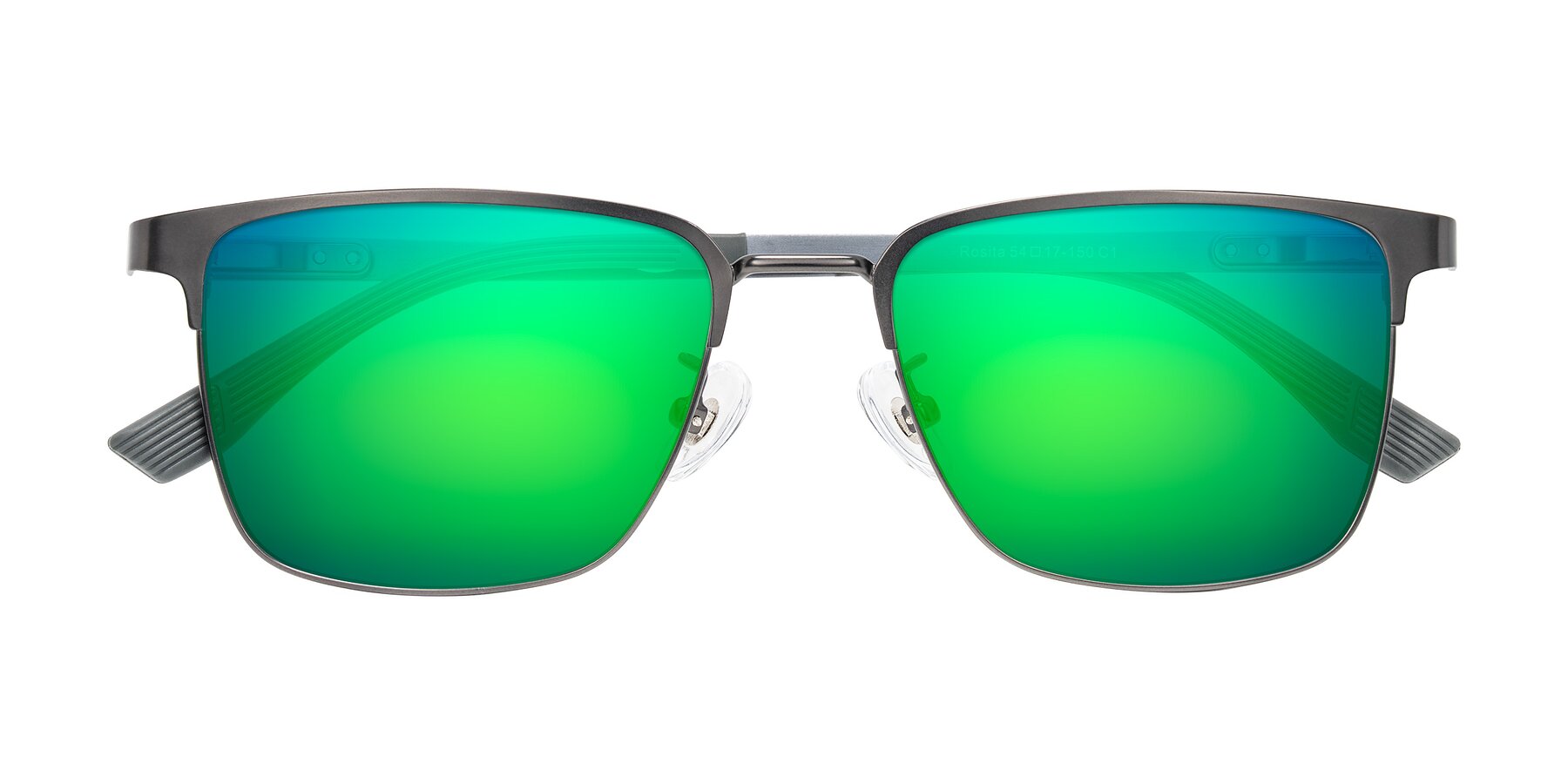 Folded Front of Rosita in Gunmetal with Green Mirrored Lenses