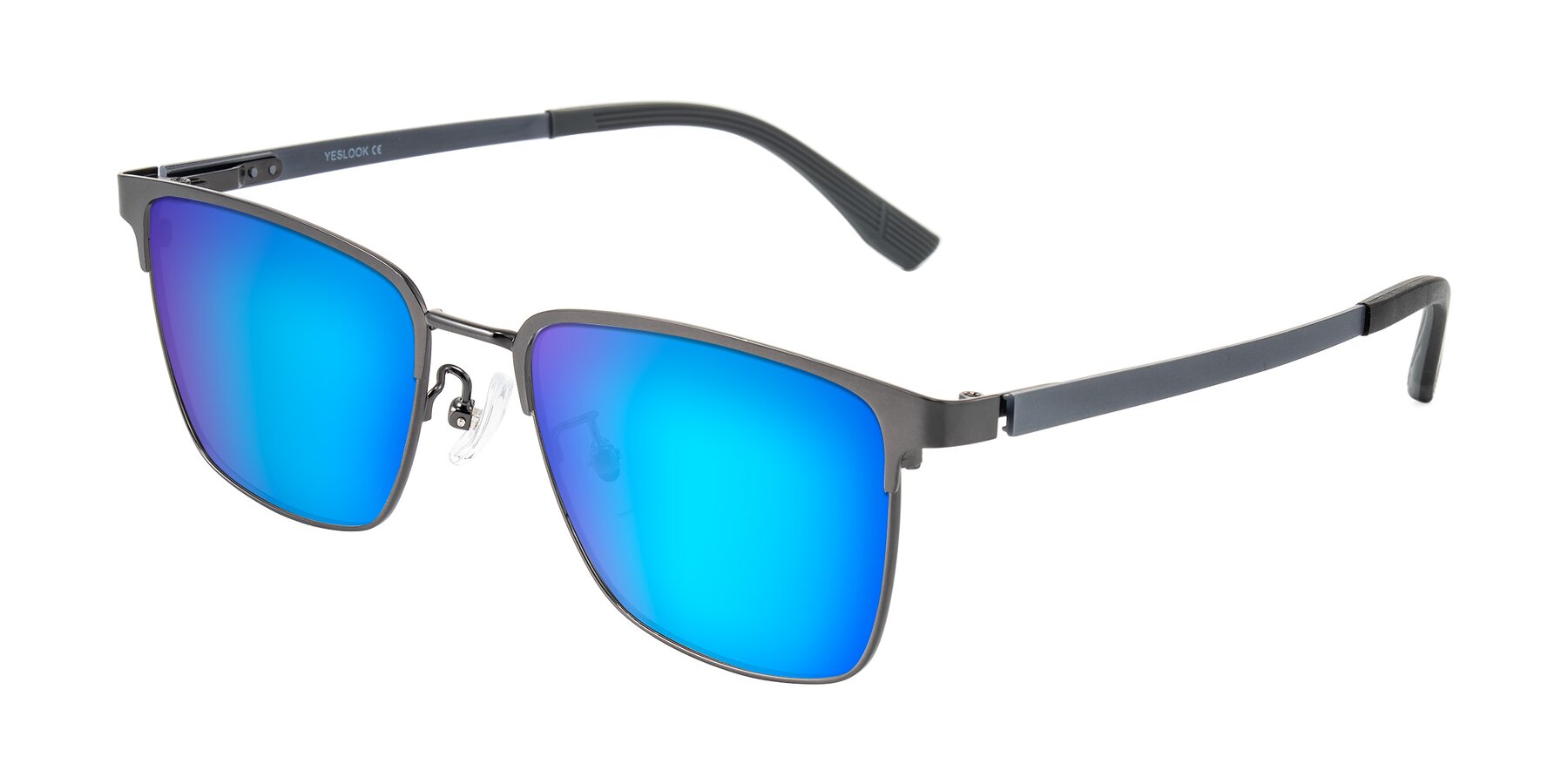 Angle of Rosita in Gunmetal with Blue Mirrored Lenses