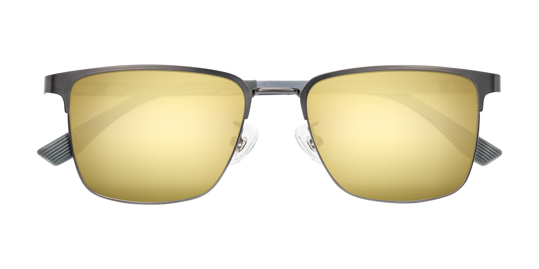 Folded Front of Rosita in Gunmetal with Gold Mirrored Lenses